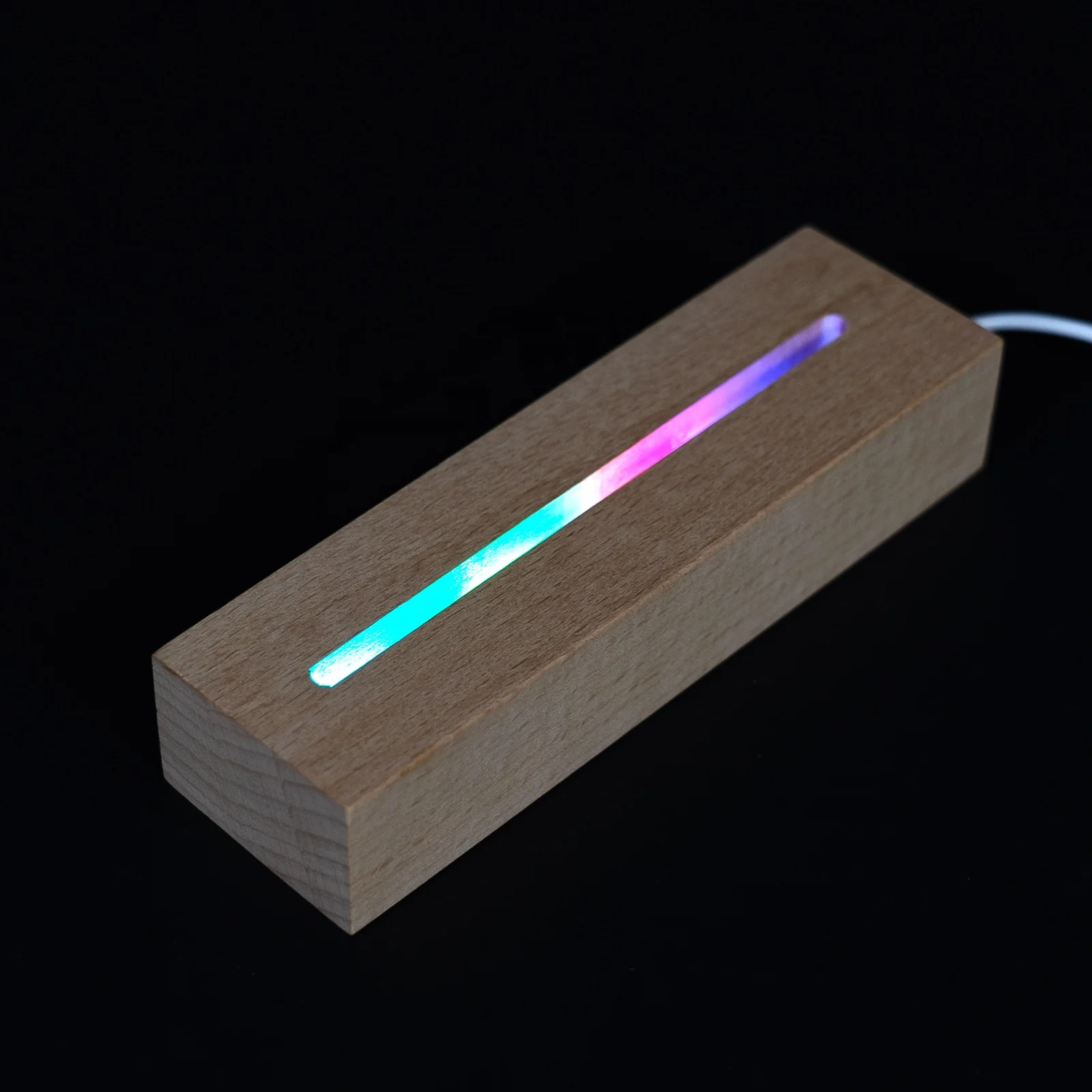 Rgb Beech Wooden Led Light Base Rectangular Oval Solid Wood Lamp Base For Diy Acrylic