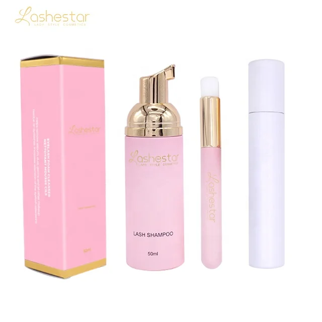 Tear Free and Vegan Friendly Private Label Lash Extension Foam Cleanser With Brushes Lash Bath Daily Eye Lash Wash Shampoo