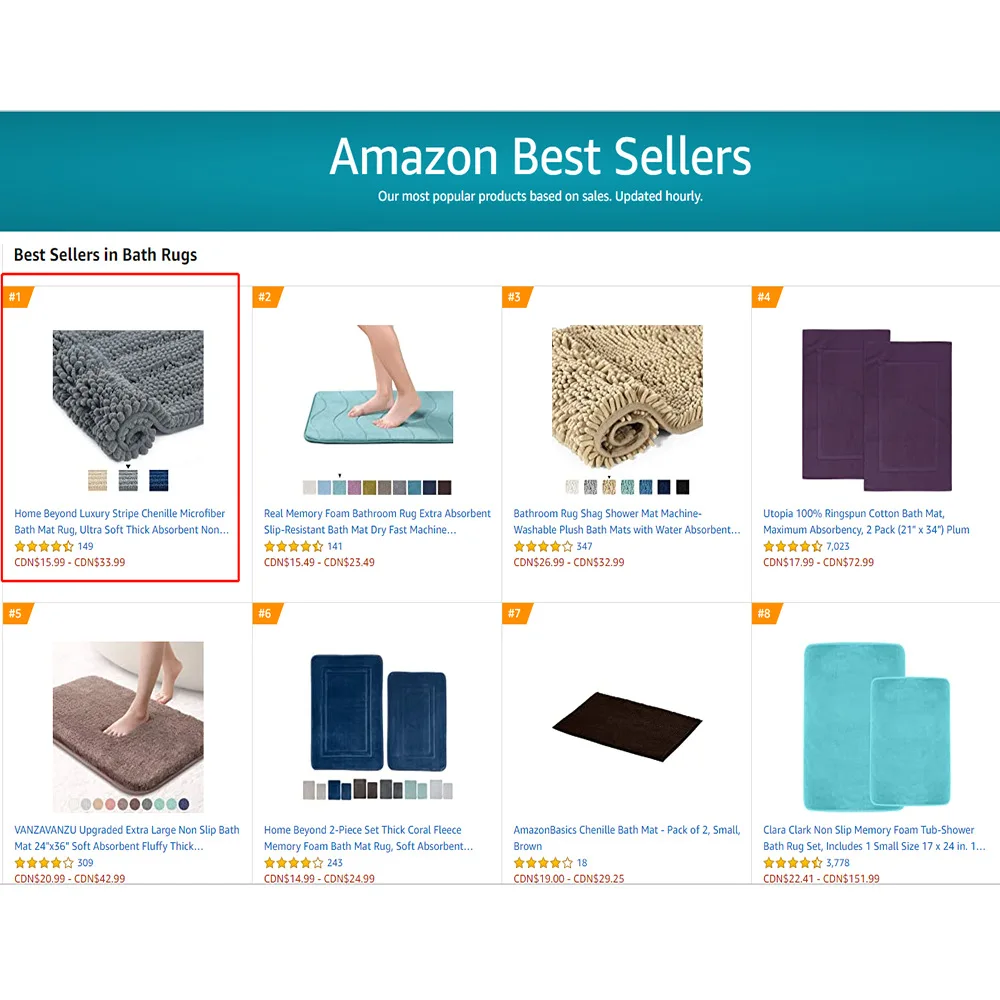 
I@home High Quality Chenille anti slip luxury bathmat washable bath mat 