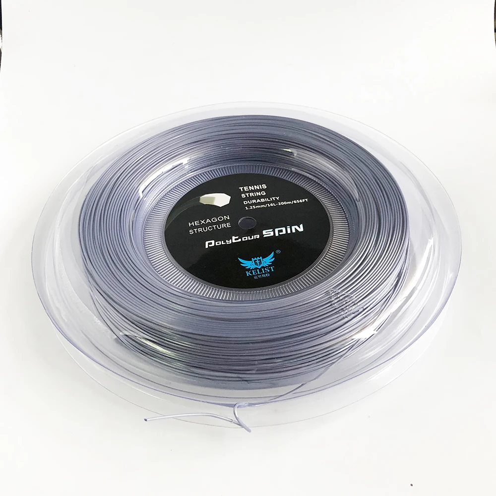 New arrival Spin Feeling  Co Polyester Hexagon  Quality Tennis racket string reel  For Professional Player  Grey color