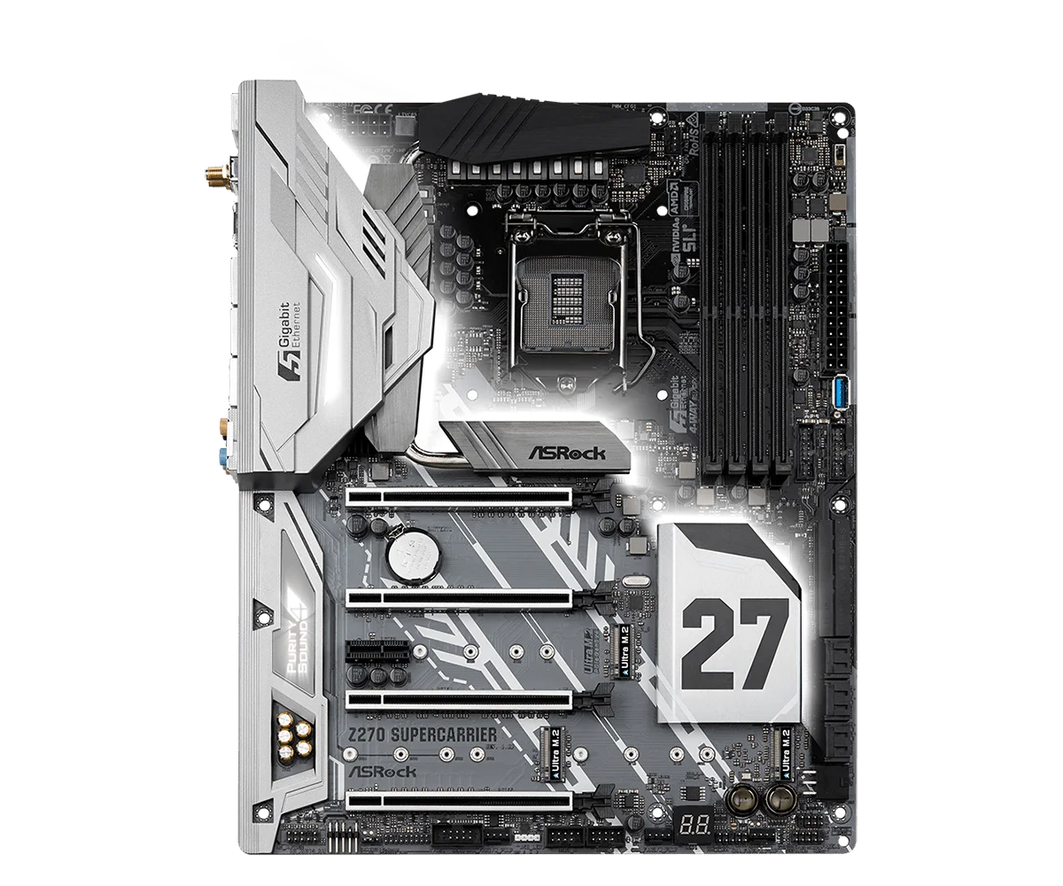 used asrock Z270 SUPERCARRIER colour full gaming white motherboard with processor computer