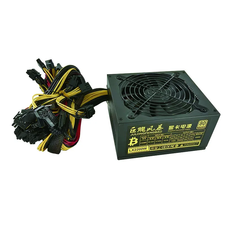 LX1800W LX2000W PC PSU 1800W 2000W 110V To 220V ATX Rated 8 PIN 80 90 PLUS Power Supply For GPU Graphics card RIG Case server