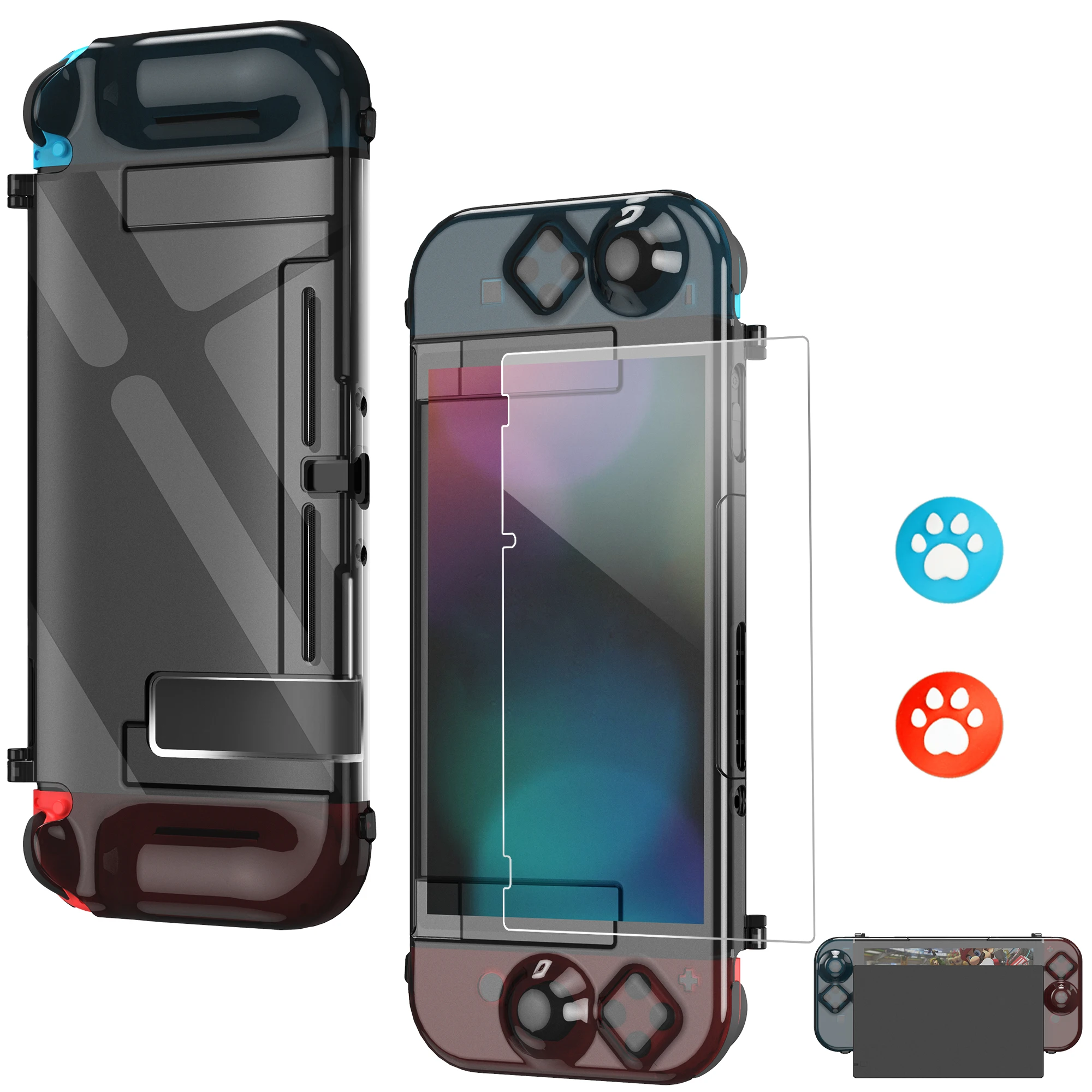 Protective Case for Nintendo Switch, Grip Cover with Shock-Absorption and Anti-Scratch Design, HD Clear