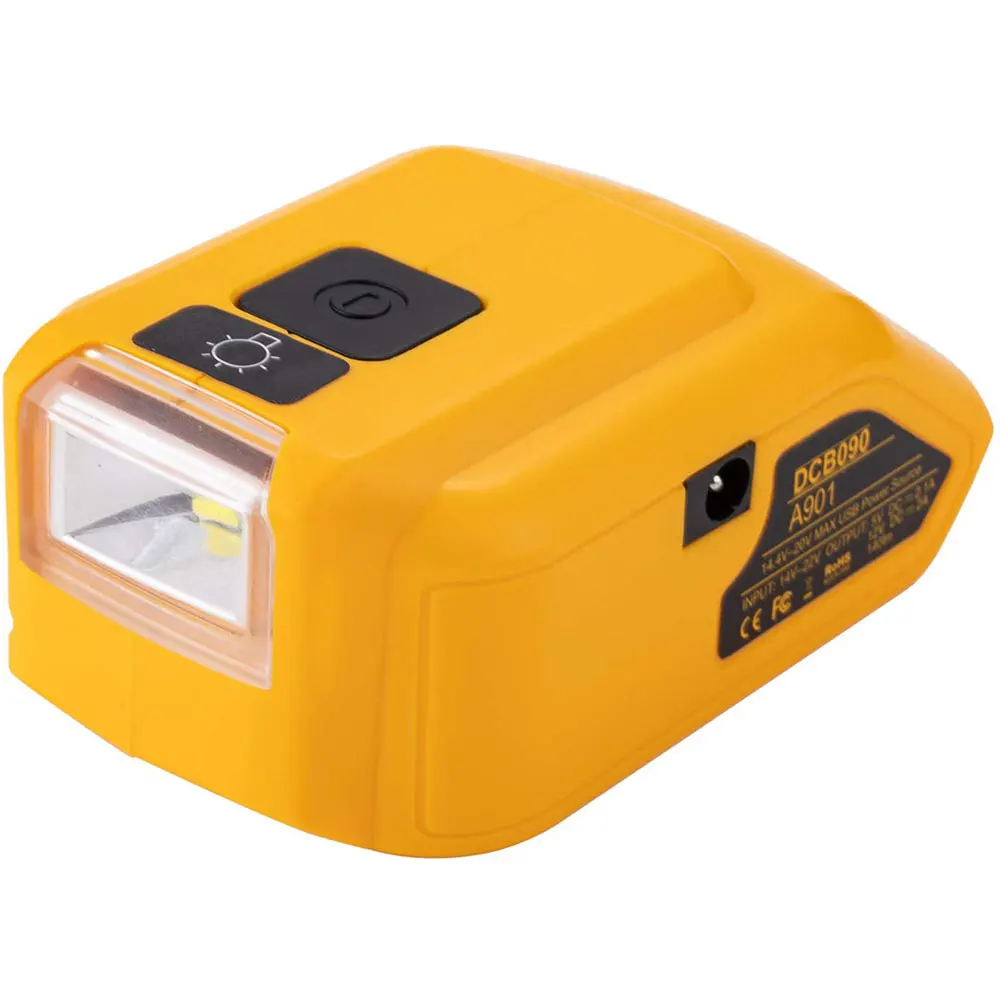 14-18V USB Ports Charger Power Source with USB Cable LED work light DC port for dewalt 18v20v battery adapter DCB090