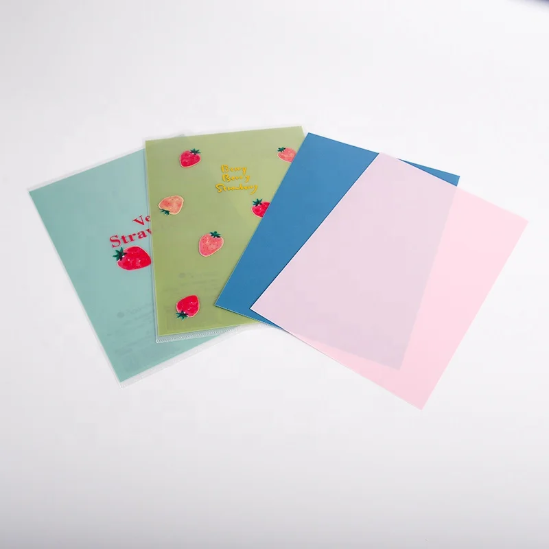 Wholesale PP plastic folder clear pocket file folder A4 customized pp L shape for file folder for school