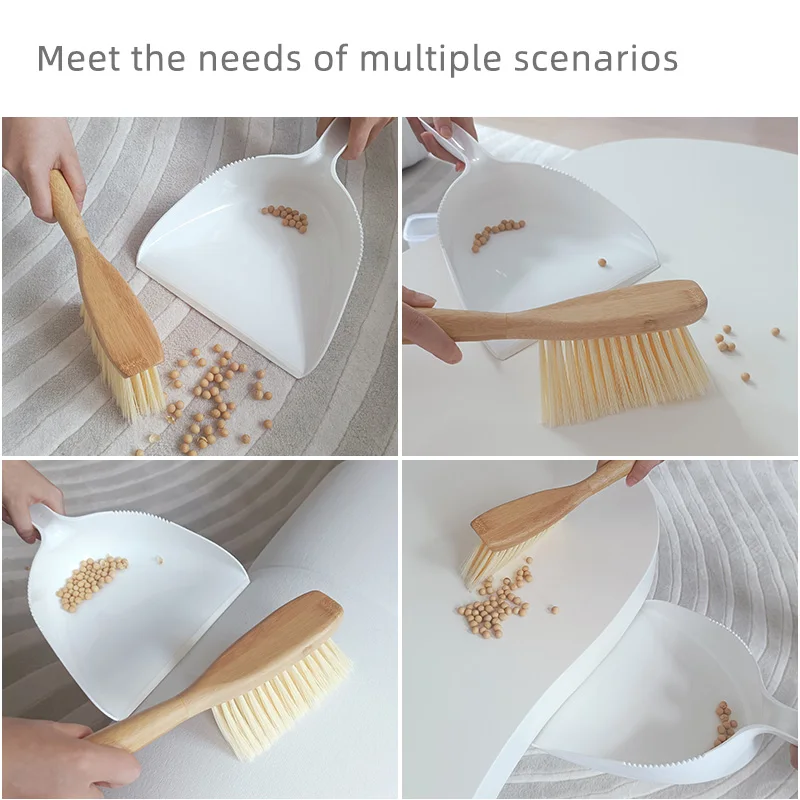 Professional Mini Dust Pan Set PET/PP Broom Head Dustpan with Eco-friendly Bamboo Brush for Desktop Cleaning for Home Use