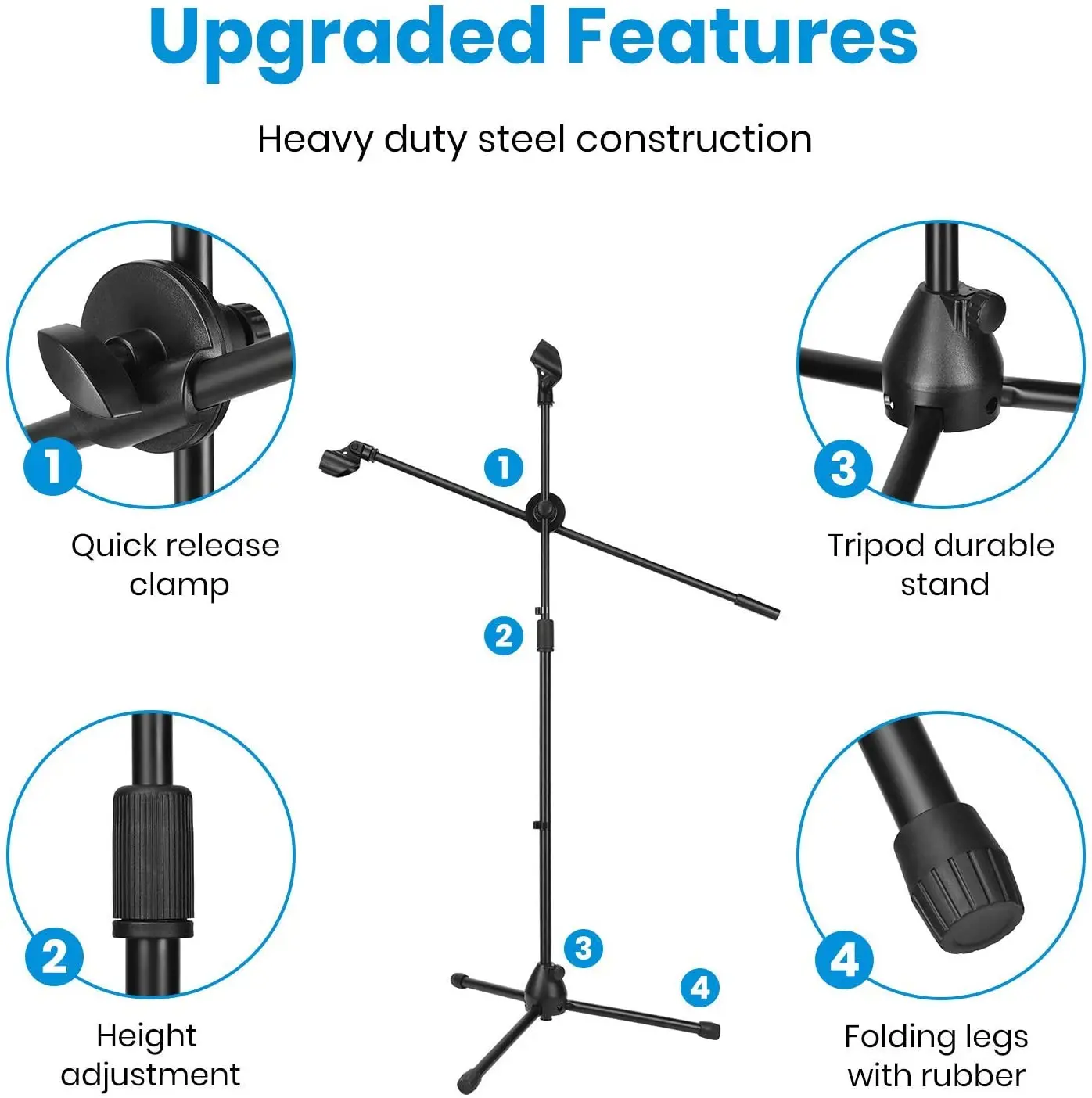 professional microphone stand Black Collapsible Adjustable studio mic stand microphone for Singing, Karaoke, Stage(MSM402)