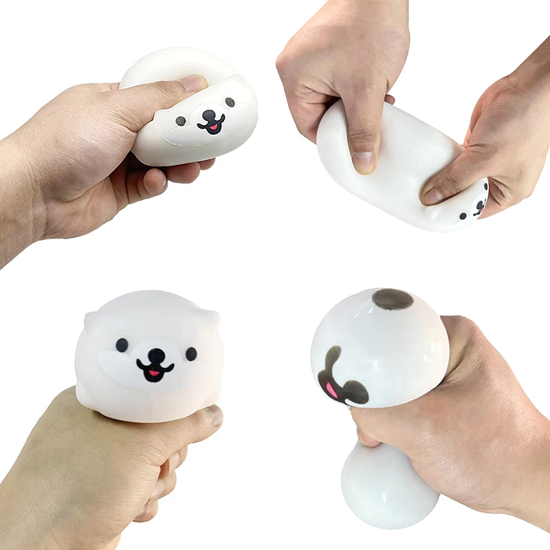 Barbecued Pork Bun Vent Ball Model Glowing Tofu Balls Toys Cute Stress Relief Soft Squeeze Unzip Shiba Inu Vent Ball Toys