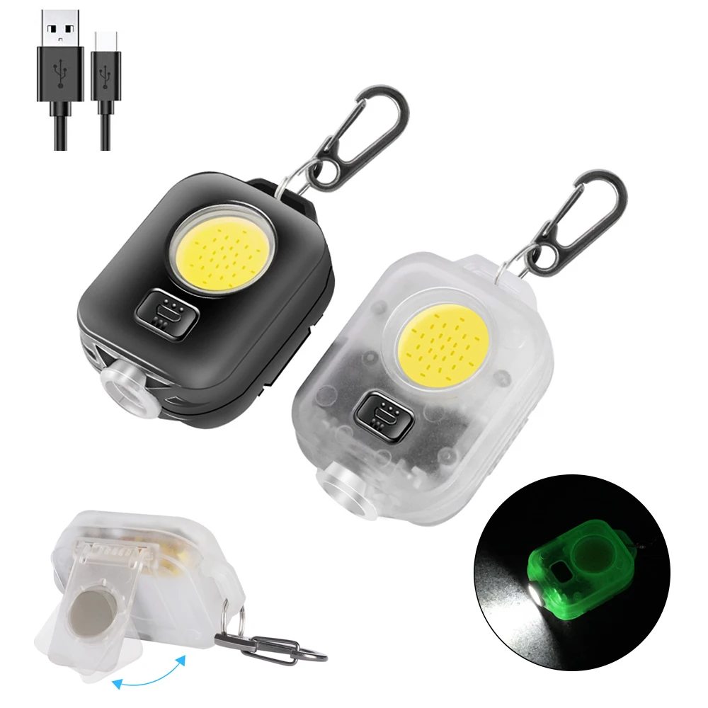 Mini LED Keychain Flashlight Ultra Bright COB Torch Light Magnetic Rechargeable 500mAh Battery Outdoor Emergency Work Lamps
