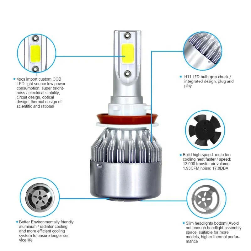 Led headlight C6 36W 3800 lumens car led headlight led light car headlight h1 h7 880 led car head lamp
