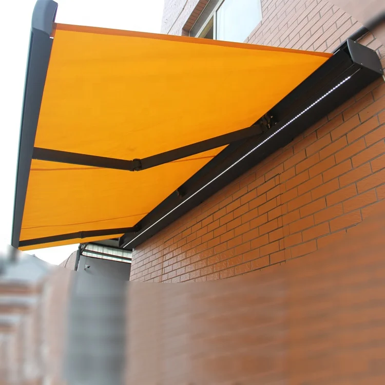 Luxury full cassette polyester sun shading aluminium automatic roof folding awning