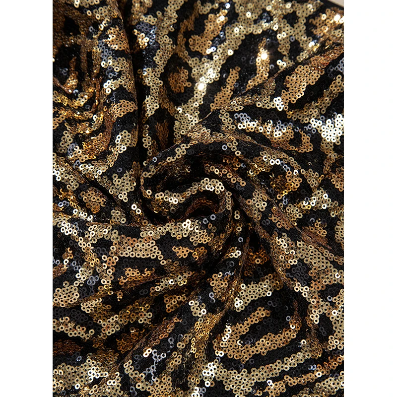 Dear-Lover Western Ladies Sequined Leopard Print Disco Mini Womens Skirts