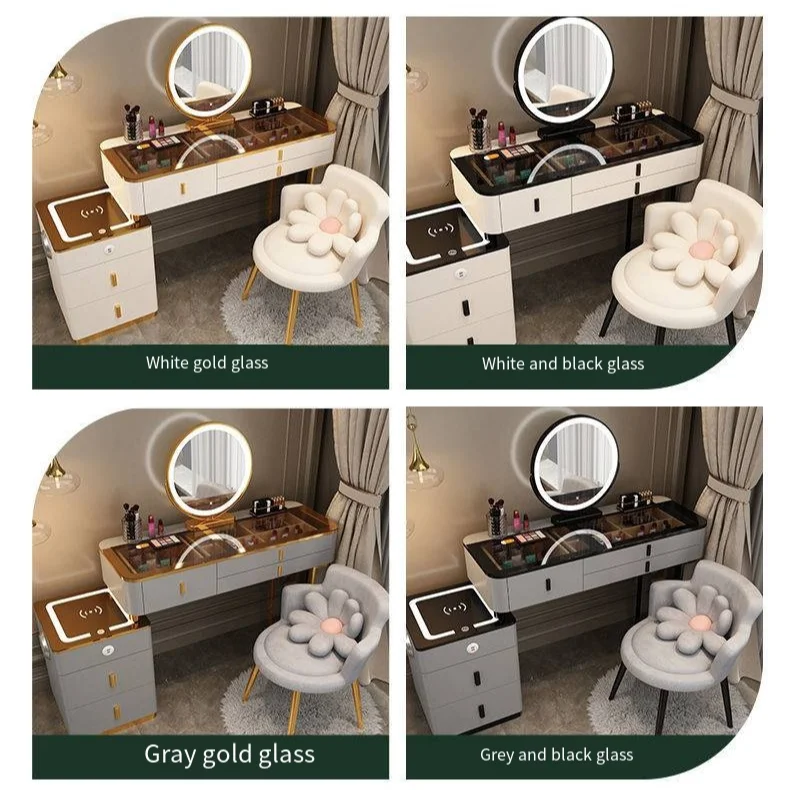 Hotsale Modern Furniture bedroom dresser Makeup Table with Mirror for bedroom Wooden Smart Dressing Table With Led Light
