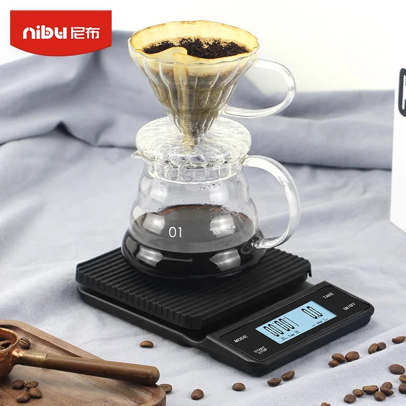 Nibu кофе весы с таймером электронные весовые кухонные 3 кг кафе бариста инструменты светодиодный цифровой электрическая кофе-машина