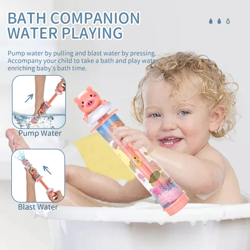 Cartoon small water gun double nozzle bathroom toys for kids 24m+
