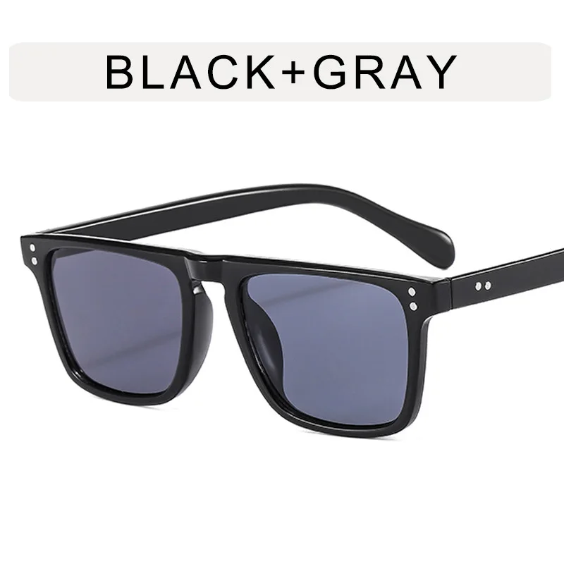 2023 UNOC New Fashion Retro Studs Square Sunglasses Shades Uv400 Vintage Korean Style Sun Glasses for Men and Women