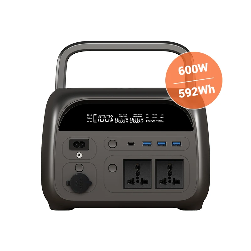 600W 592Wh Support Solar Panel Portable Battery Power Bank Station Portable Power Station Case Portable Power Station