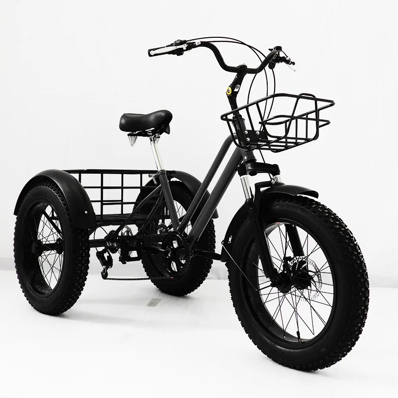 Cheap Fat tire Pedal Tricycle with basket and 7 Speed for adult on sale factory price