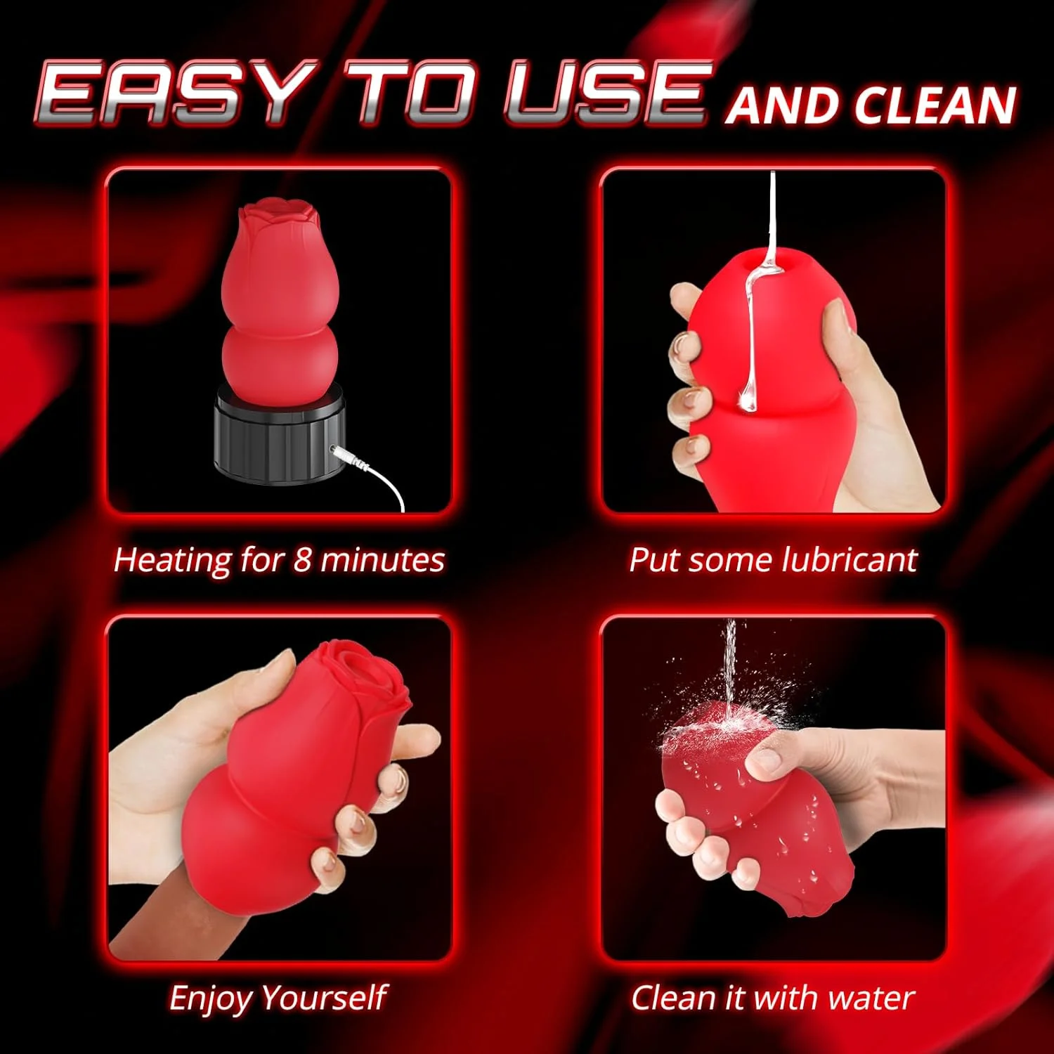 Wholesale Rose Heated Penis Trainer USB Masturbator Erotic Adult Products