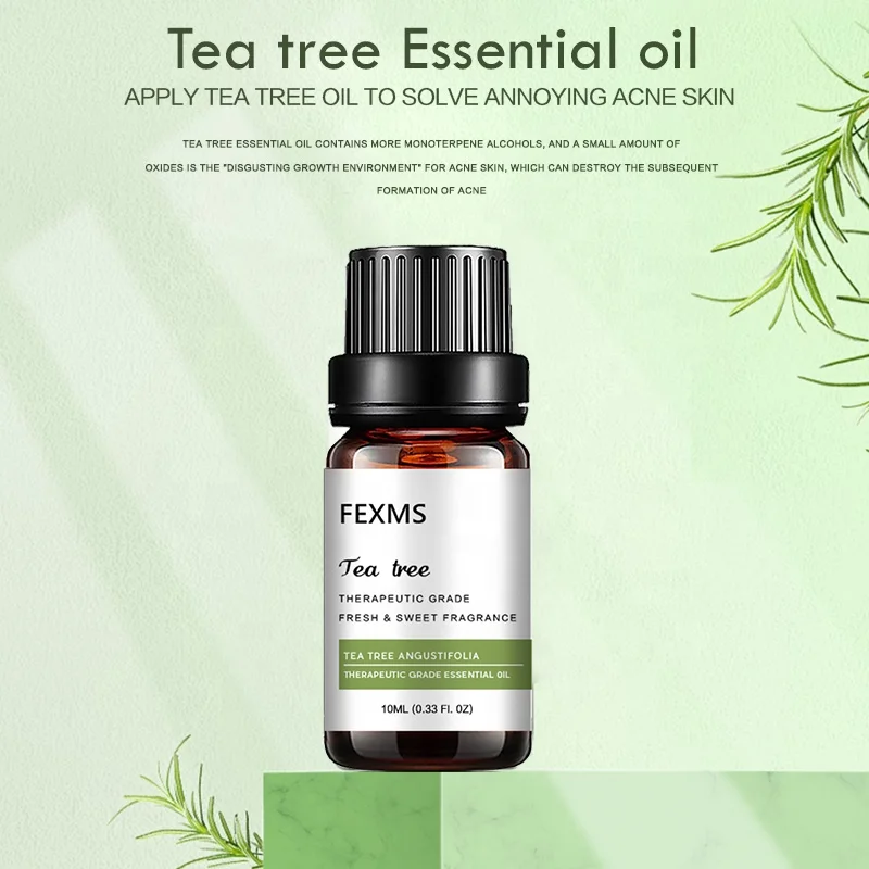 FEXMS Tea Tree Essential Oil 10ml 100% Pure And Natural Tea Tree Oil for Skin Body Massage and Aromatherapy
