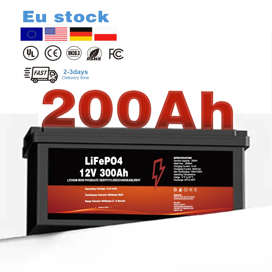 12V 100Ah Mini LiFePO4 Lithium Battery Low-Temp Protection 24 volt 300Ah Lithium Ion Battery  for RV/Solar System/Trolling Motor