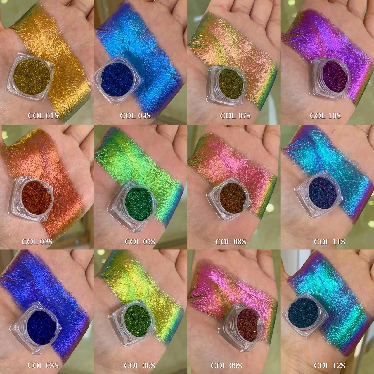 Wholesale Nail Chrome Mirror Powder Mermaid Effect Powder Coating Paint Colorful Metallic Mirror Chrome powder