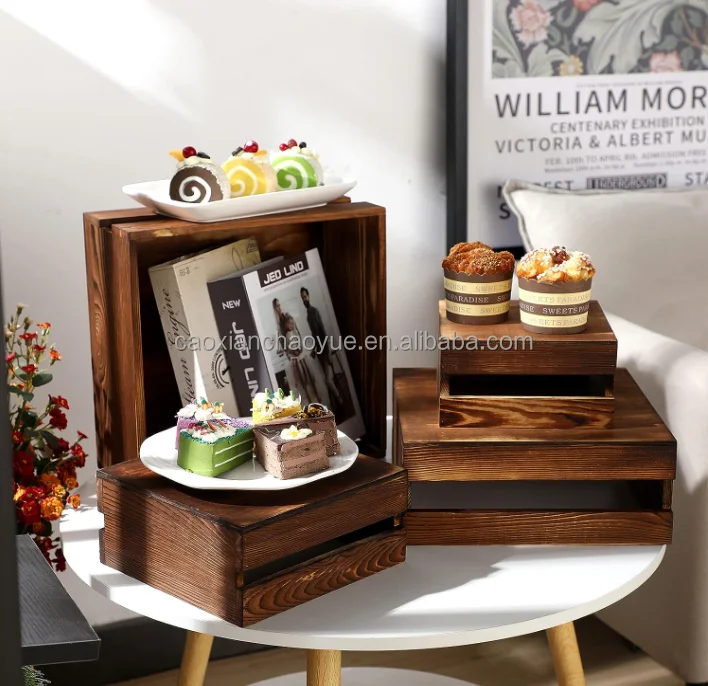 Morden Wooden Mini Candy Dessert Cupcake Stand Display With Hair Pin Legs And Storge Function