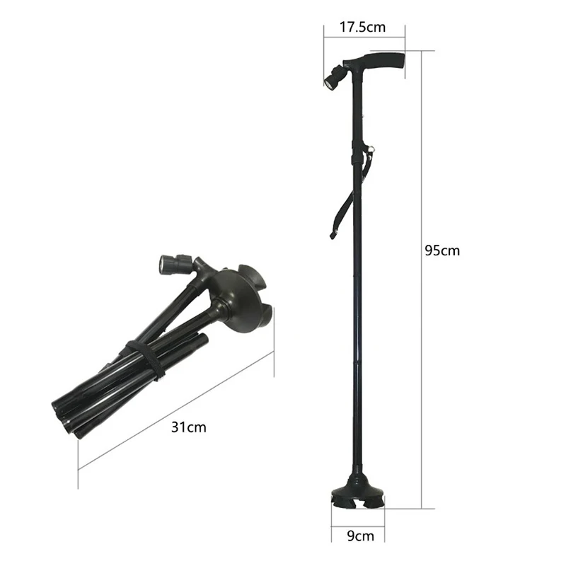 Best Selling Products 2024 Aluminum Medical Crutches For Old People Walking Stick With led Light part