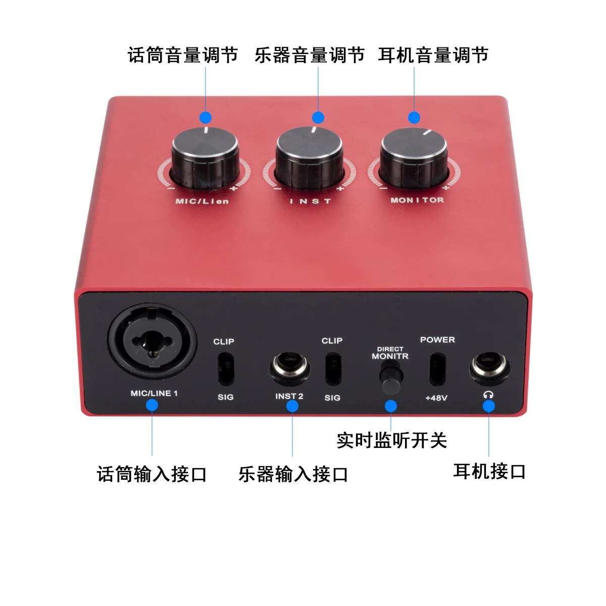 2022 2x2 USB audio interface for recording microphones and instruments Audiophile 48 kHz resolution for professional audio