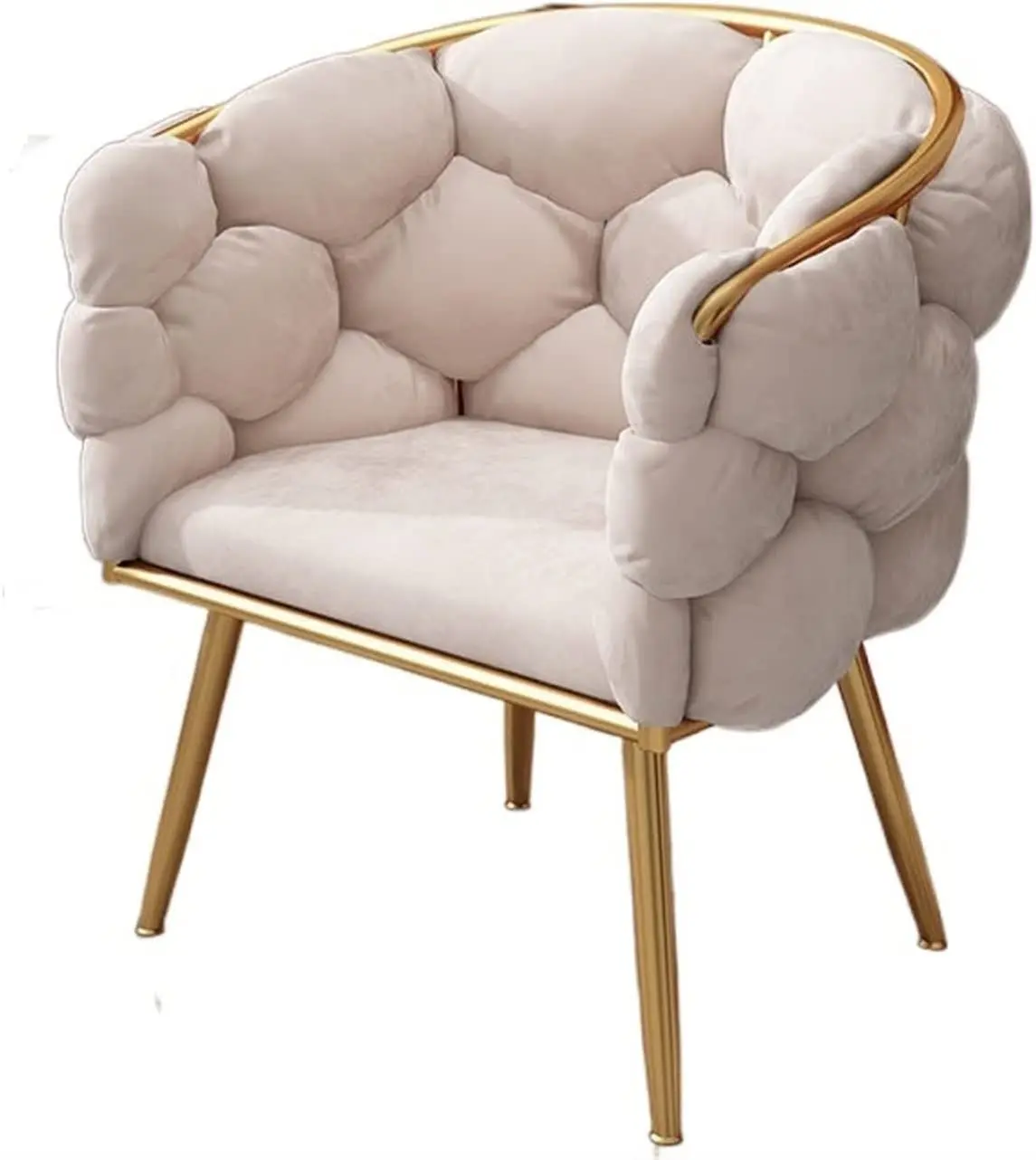 Luxury leisure armrest Turquoise woven fabric dining chair with golden metal frame