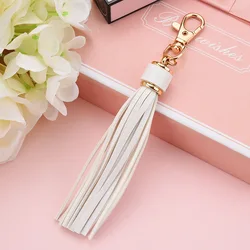 Wholesale new PU tassel pings super slender DIY suitcase accessories key ring leather tassel