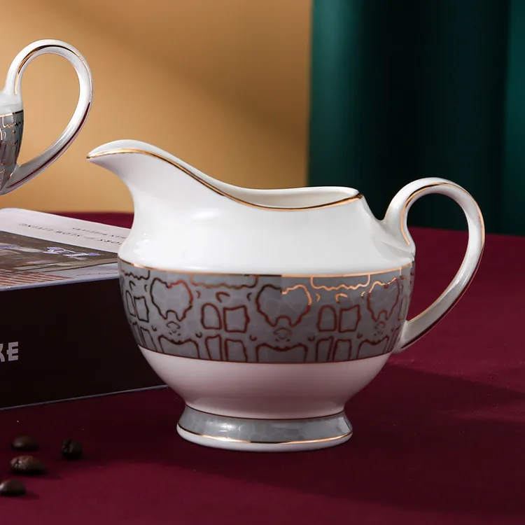 Elegant royal two handle design sugar bowl classic ceramic sugar pot with lid