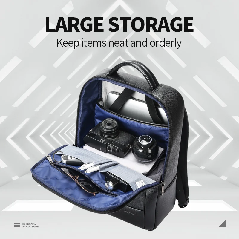 BOPAI high end modern wholesale premium business custom luxury 15.6 inch laptop office bag real genuine leather backpack for men