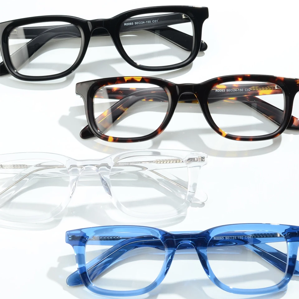 High Quality Square Flexible Spring Hinge Woman Acetate Frame Glasses Fashion Optical Eye Glass
