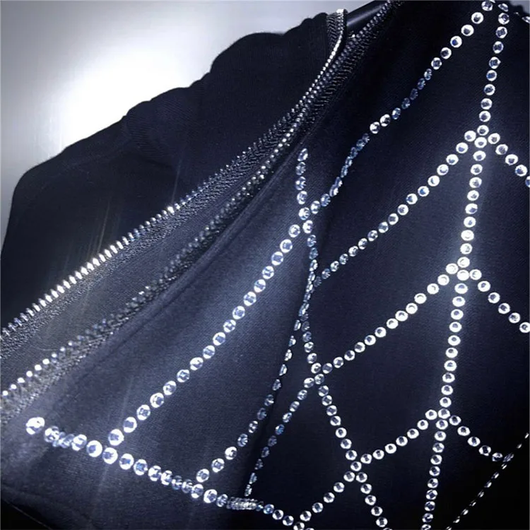 Huili OEM manufacturer hip hop dark men spider heavy weight full zip up hoodie custom rhinestone