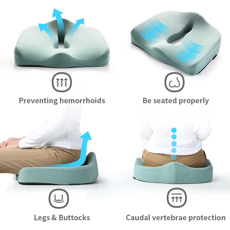 1 MOQ Factory Price Ergonomic Memory Foam Cushion Comfort Orthopedic Coccyx Sciatica Back Seat Cushion For Office Chair