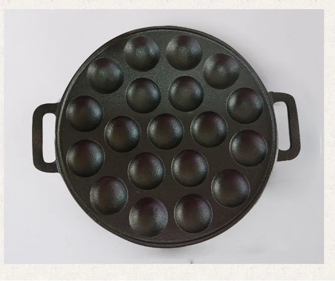 Custom Laser Logo Pancake Grill Pan 19 Holes Heavy Duty Non-Stick Cast Iron Poffertjes Pan