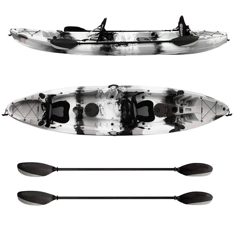 Low MOQ Rotomolding 2+1 Family Plastic Boat Fishing Mould Sea Sit on Top 2 Seats Canoe Kayak