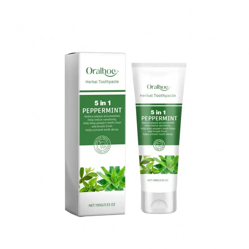 ORALHOE Oral Refreshing Whitening For Sensitive Teeth Natural Herbal Licorice Peppermint Aloe Vera Toothpaste 100ml