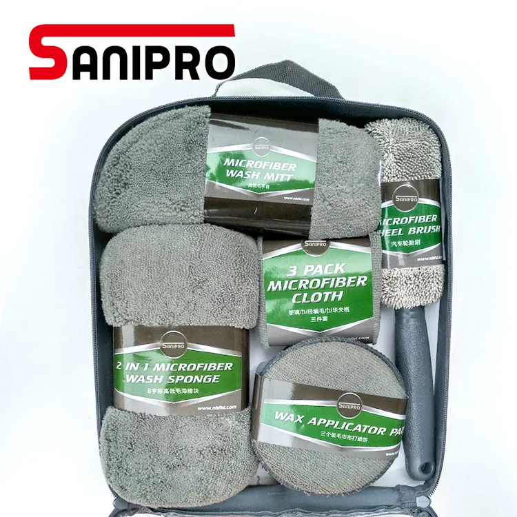  Sanipro мульти-функциональный мытья чистки автомобиля набор инструментов для автоматического Набор кистей 9 пакет автомобильное полотенце из микрофибры
