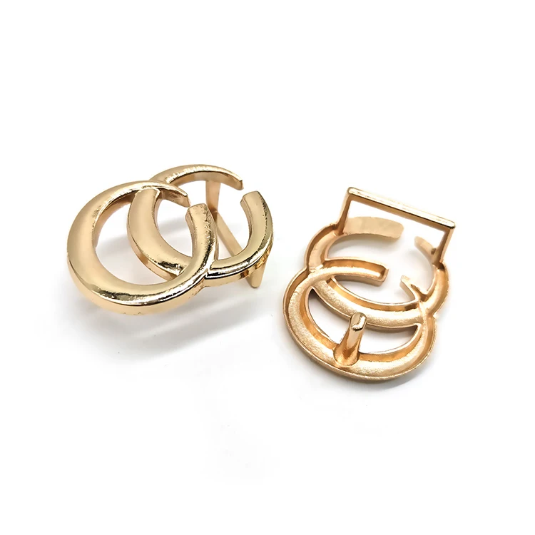 Custom New Design Luxury Golden Decorative Double C Cross Belt Buckles 15mm Metal Zinc Alloy Quick Release Straps Buckle