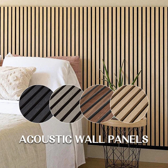 KASARO High Quality Interior Decor Natural Wood Veneer Slat Wall Panel Acoustic Panels For Hotel Apartments