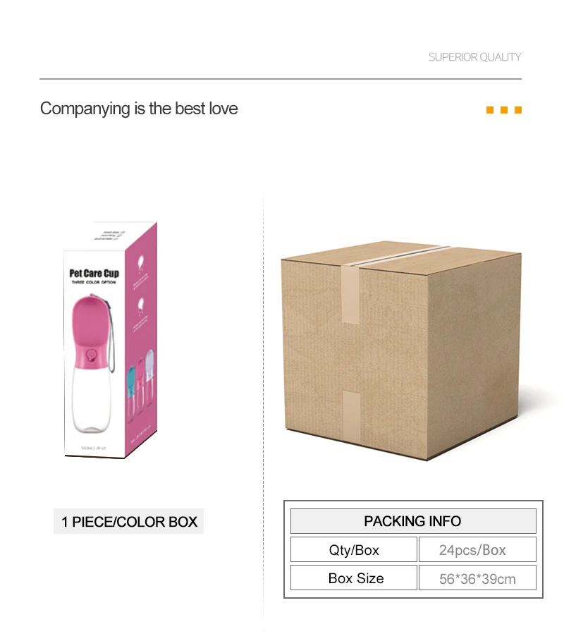 Hot Sell leak-proof dog leash dispenser cat accessories travel travel pet portable drinking water bottle for dog