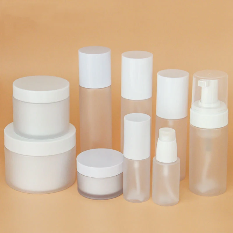 Large Inventory Luxury Cosmetics Packaging Glass Bottle Sets Empty Glass Cream Jar Skin Care Set Face Cream Lotion Bottle