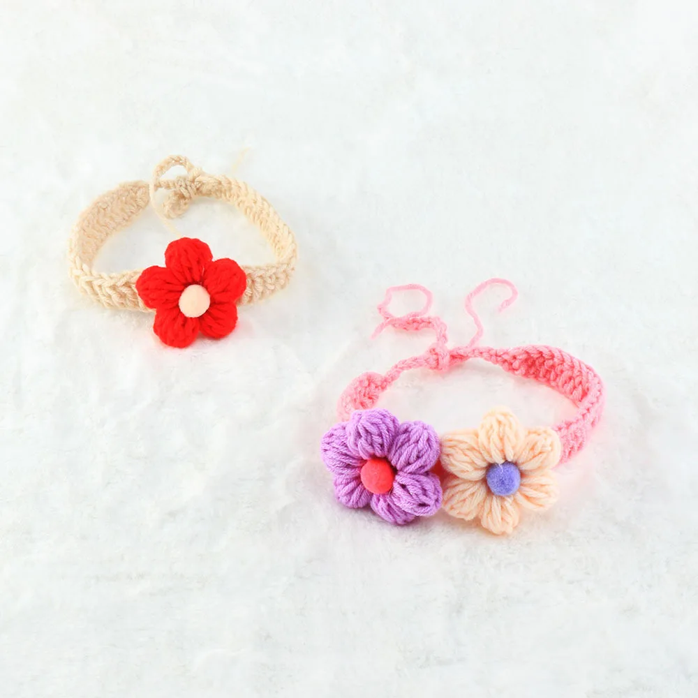 Cat crochet collar Amazon hot selling handmade knitted wholesale pet crochet collar pretty dog wool bib