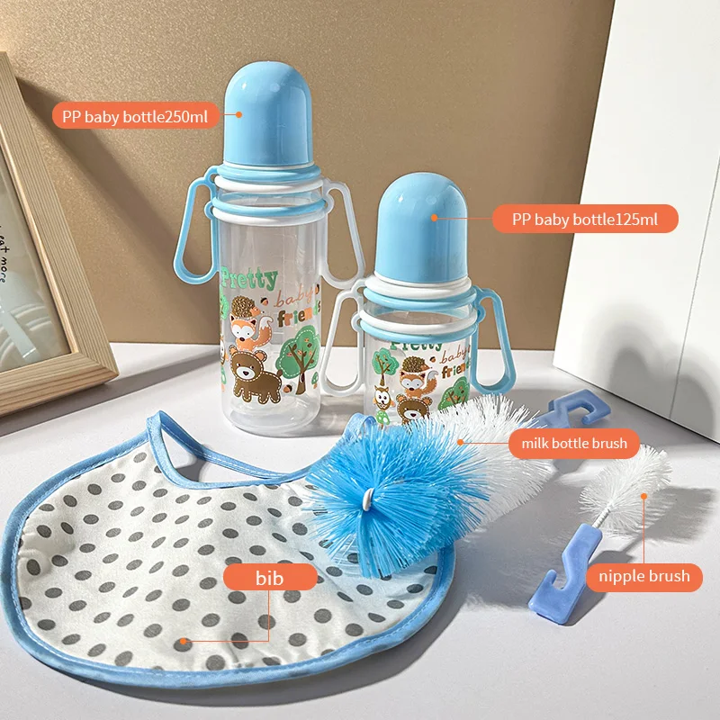 Manufacturer Wholesale Pp Newbodrn Baby Feeding Milk Bottle Bottle Brush Cleaner Gift Set