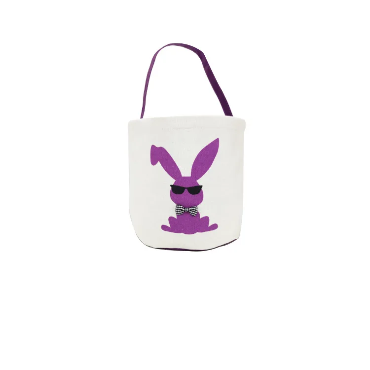 Easter Bunny Baskets Bags for Kids Canvas Cotton Carrying Gift and Eggs