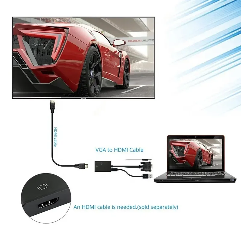 Переходный кабель 15 Pin VGA Male To HDTV Full HD 1080P адаптер с аудио и Micro