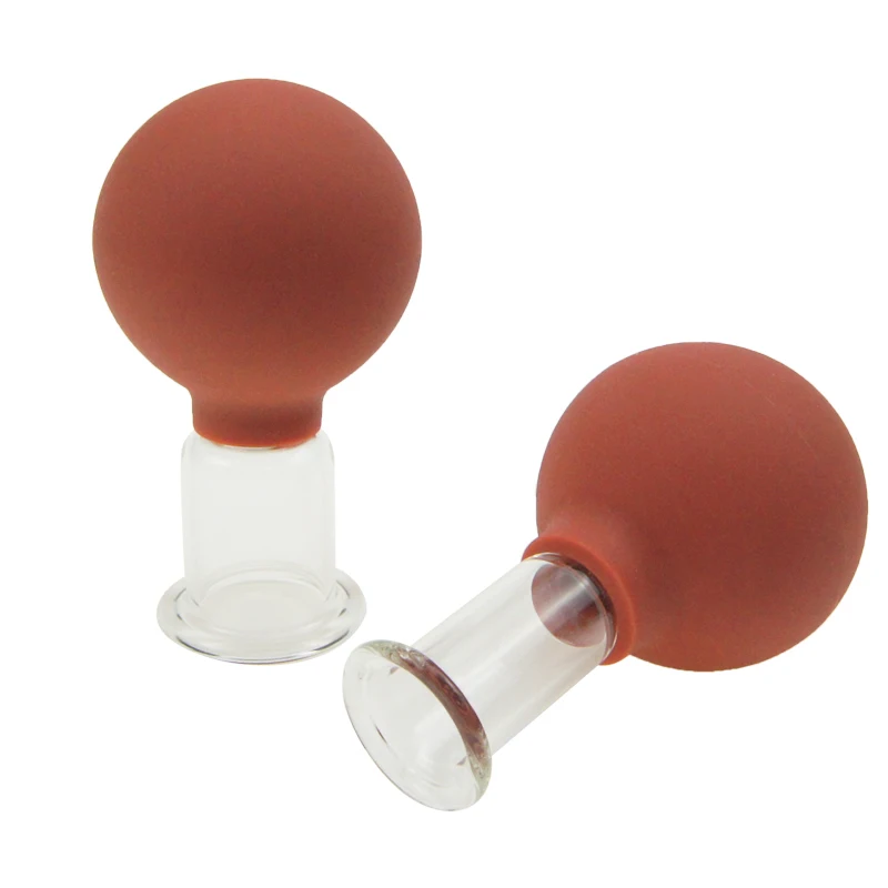 Rubber Suction Bulb Glass Cupping Set 2pcs Anti cellulite vacuum Massage body facial massage  rejuva cup