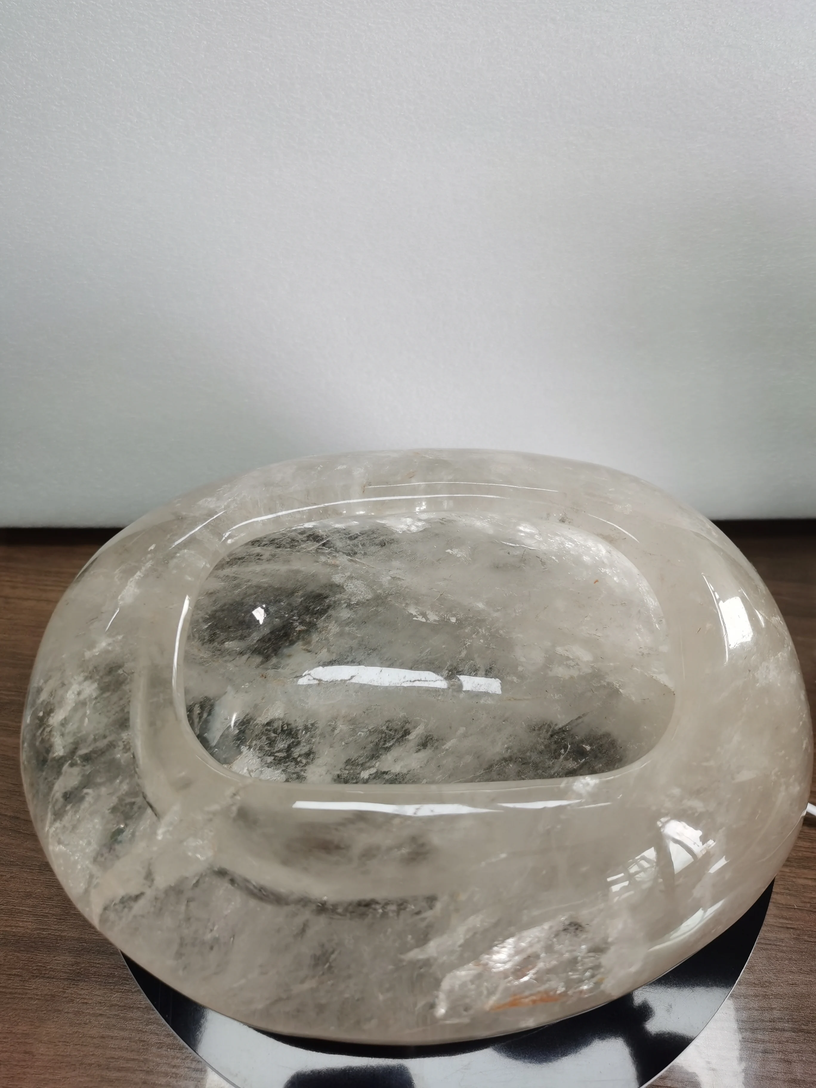 Luxury clear quartz fluorite crystal bowl gift oval shaped crysta singing bowl jar for Home decoration